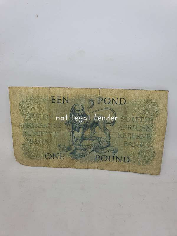 1957 MH De Kock 3rd Issue Eng/Afr One Pound Banknote (B309) tears