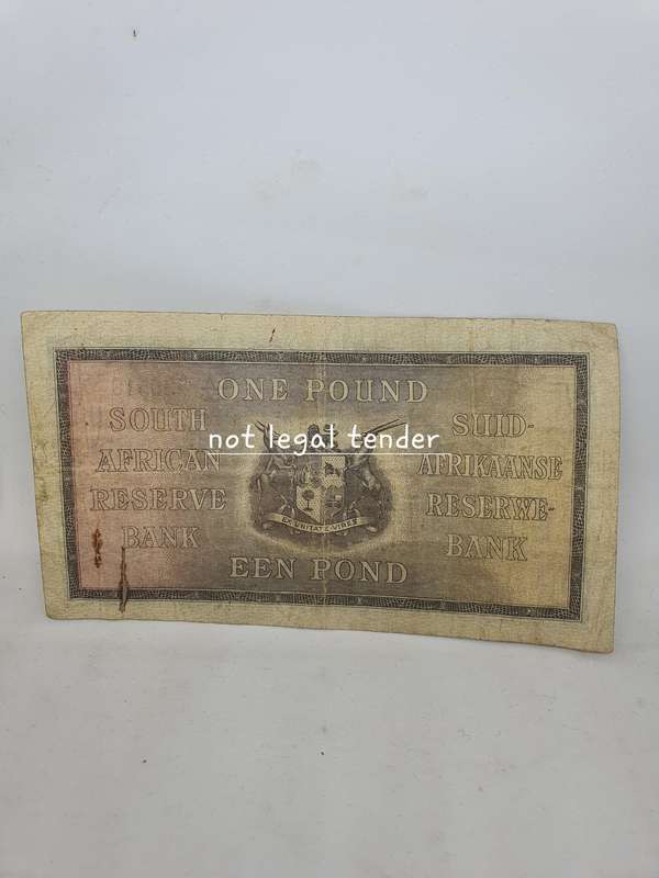 1936 J Postmus 1st Issue Eng/Afr One Pound Banknote (A56)