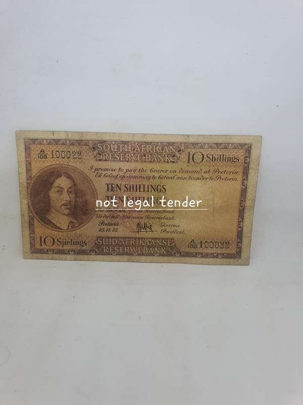 1955 South African MH de Kock 10 Shilling Banknotes (A108)
