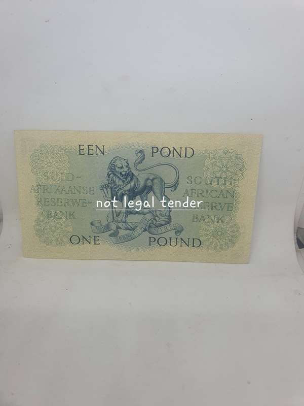 1954 MH de Kock South African 3rd Issue Eng/Afr One Pound Banknotes (A181.) Pressed