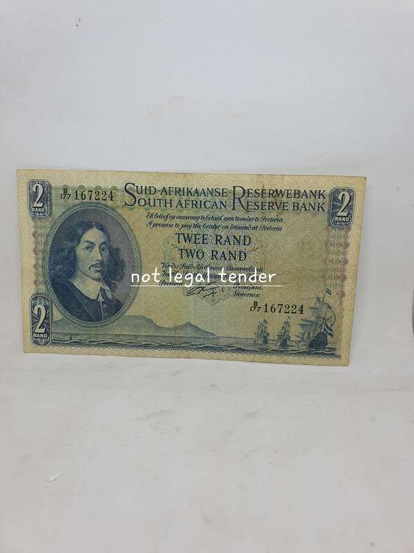 1962 G Rissik 1st issue Afr/Eng Twee Rand Banknote (B177)