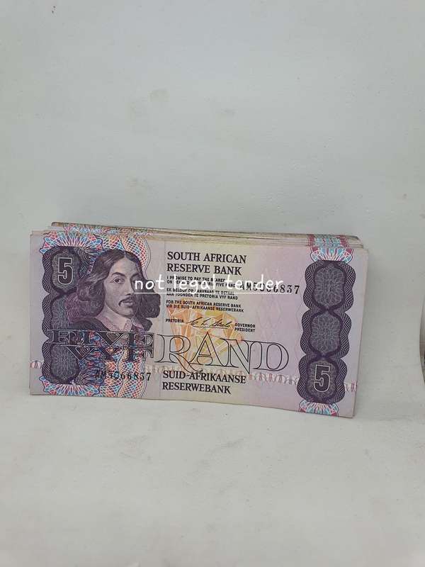 38 Tw de Jongh GPc de Kock and Stals Various  Issue Afr/Eng Five Rand Banknote (AM)