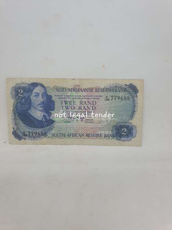 1976 TW de Jongh 3rd Issue Afr/Eng Two Rand Banknote (D148)