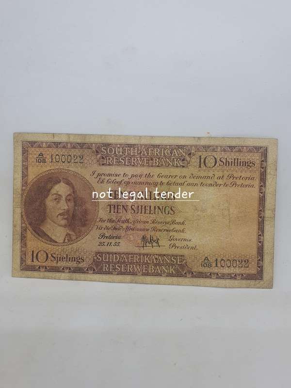 1955 MH de Kock 3rd Issue Eng/Afr Ten Shilling Banknote (A108)