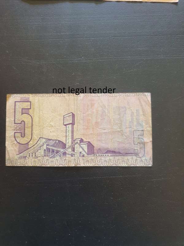 TW de Jongh Replacement 4th issue Eng/Afr Five Rand Banknote. (X2).