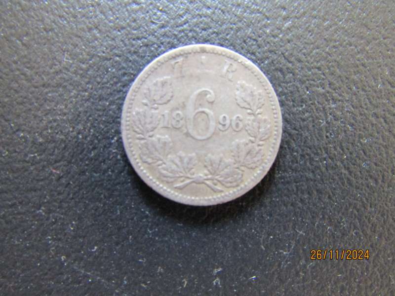 1896 ZAR Sixpence Mintage only 205 480 (A)