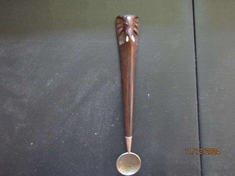 Sterling Silver And Wooden East Africa Elephant motive Spoon