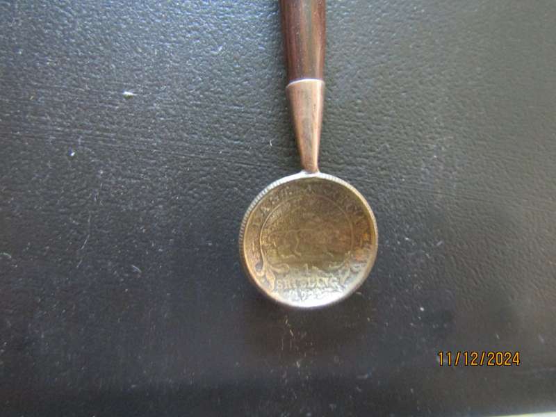 Sterling Silver And Wooden East Africa Elephant motive Spoon