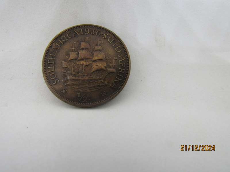 1936 South African Half Penny Mintage: 406 652