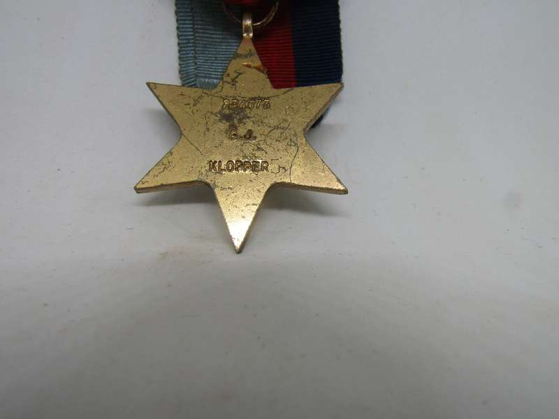 SADF WW 2 Full size Medal name to GJ Klopper