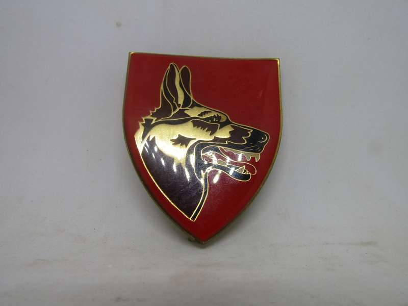 South African Defence Force SADF Dog Unit Shoulder Flash Badge. Pins intact.