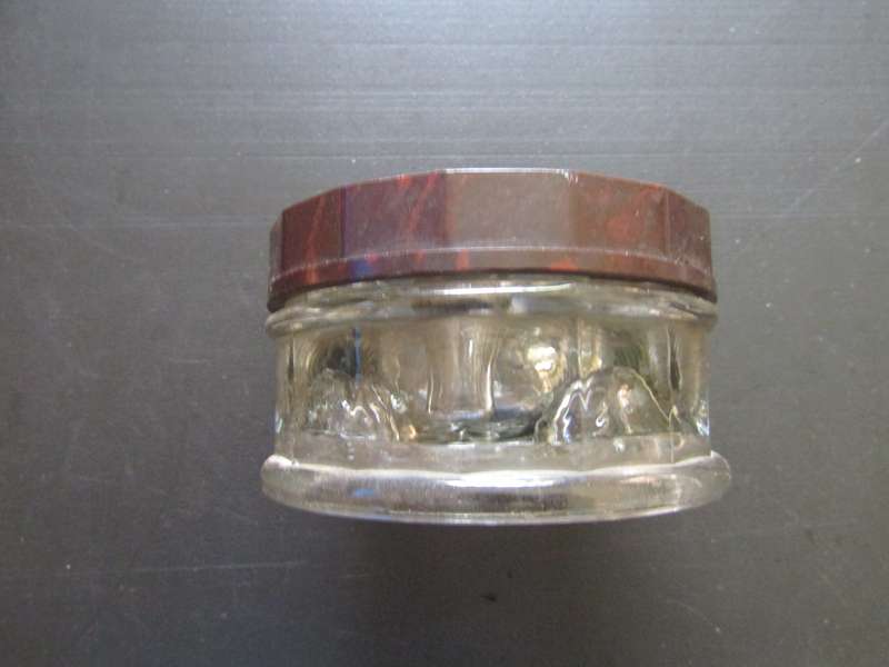 Bankers inkwell for Quill Pens. Glass and Bakelite