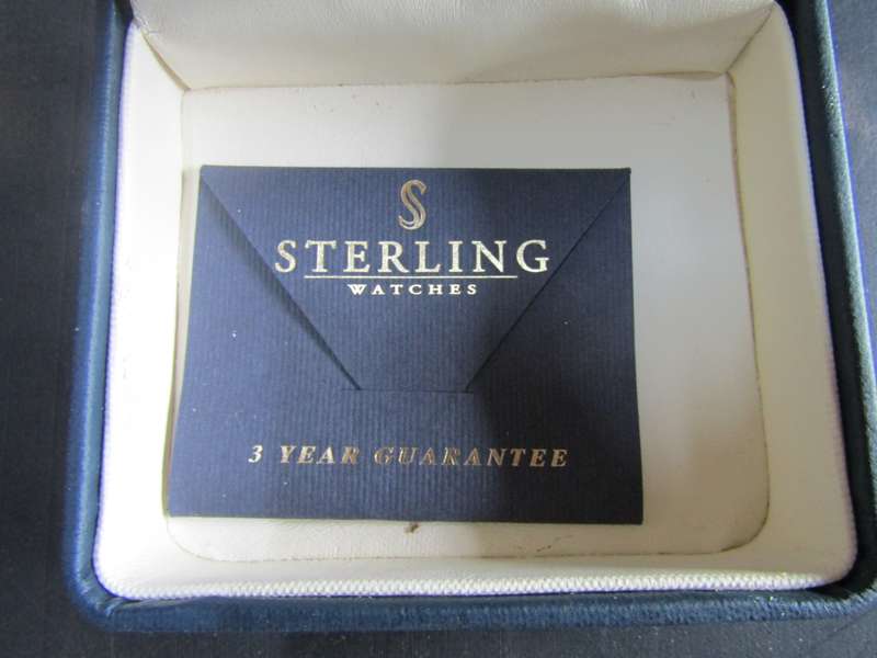 Sterling Womens Watch in Box with Certificate. Not tested. Take as not working