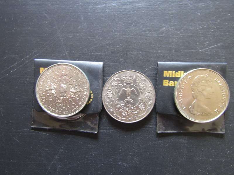 3 British Crowns size coins