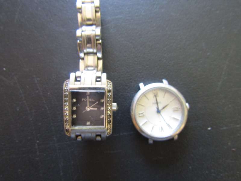 Two Female Fossil Wrist watches. Needs Battery. Is working.
