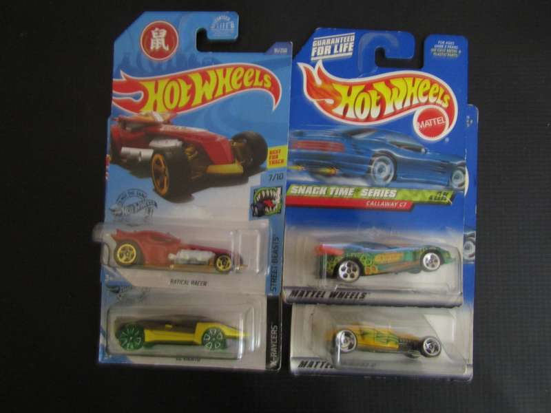 4 New Hotwheels Die Cast Car on Cards (D)