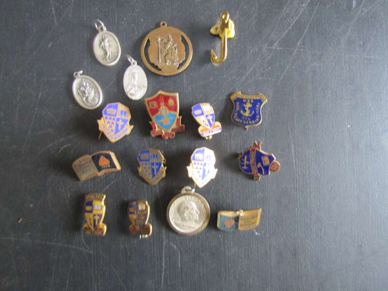 Church and Christian lot of pins badges and medallions.