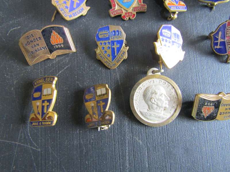 Church and Christian lot of pins badges and medallions.