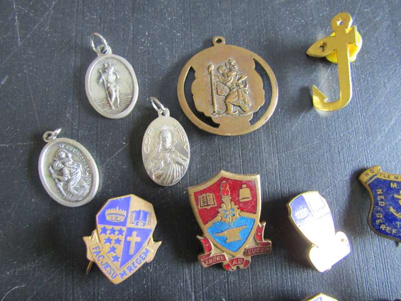 Church and Christian lot of pins badges and medallions.