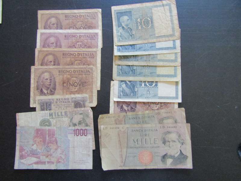 15 WW2 Italian Banknotes