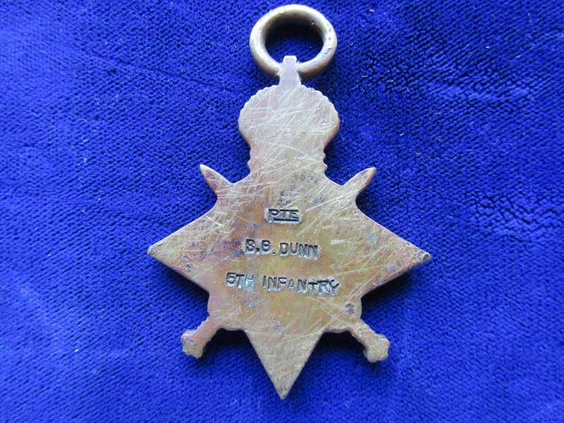 WW1 1914-15 Star Medal to PTE SD Dunn 5th Infantry