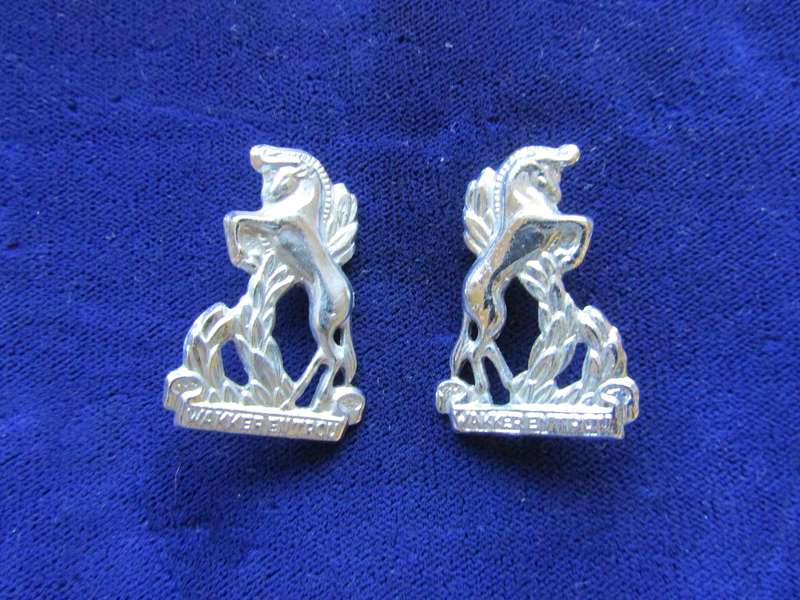 Pair of Regiment Bloemspruit Collar Badges. Pins intact.