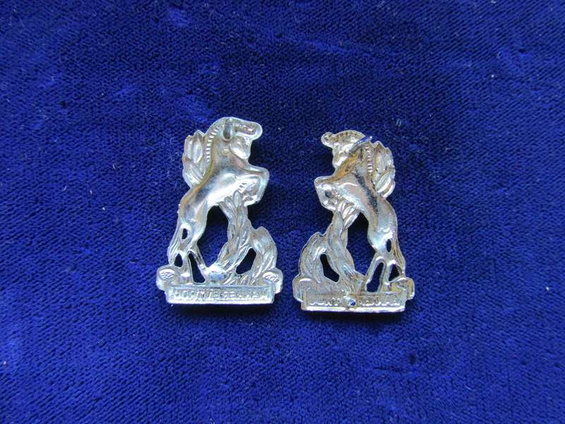 Pair of Regiment Bloemspruit Collar Badges. Pins intact.