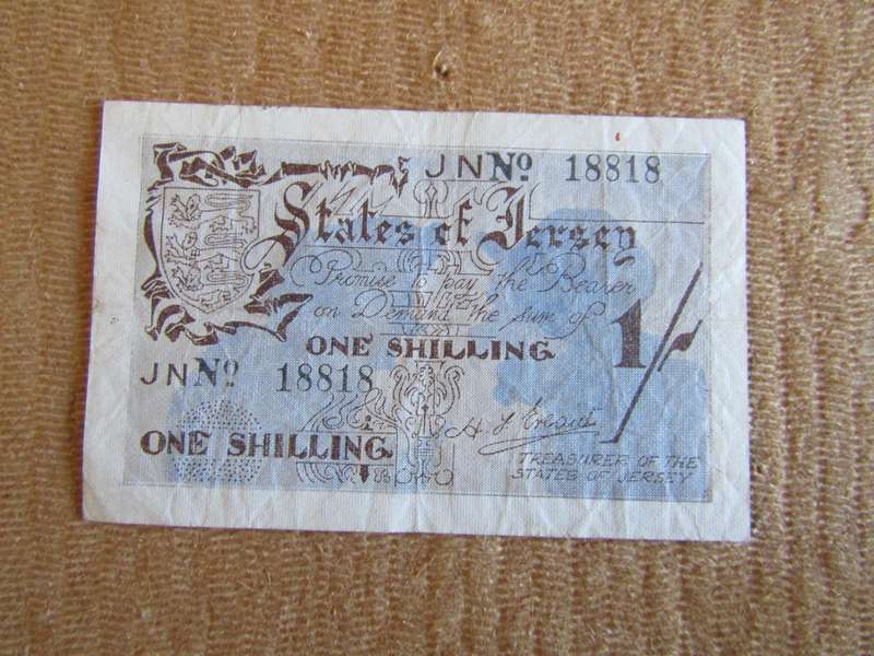 Rare Emergency State Of Jersey One Shilling During German Occupation Only 200 000 ever printed.