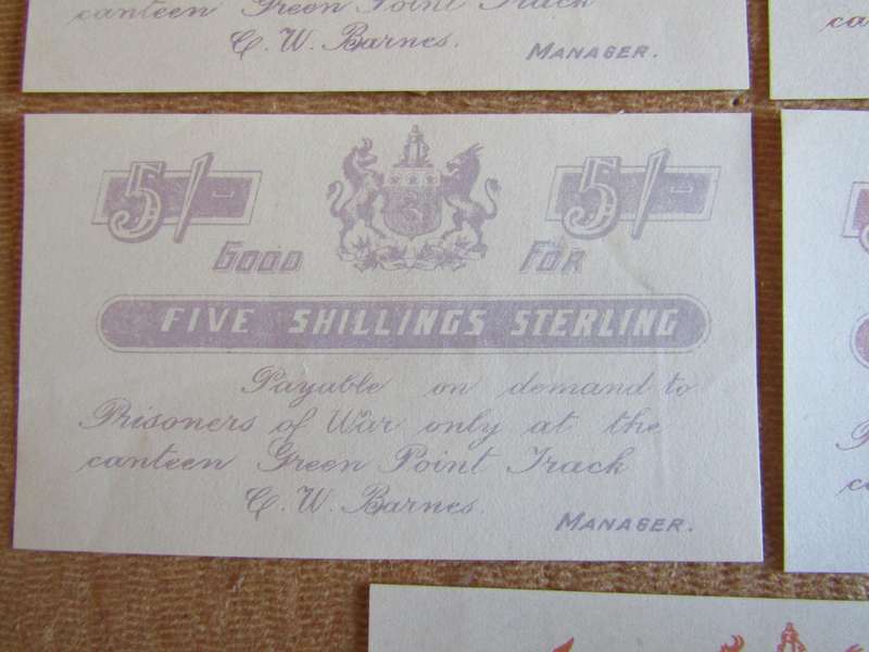 5 Green Point Track Prisoner of War Tokens