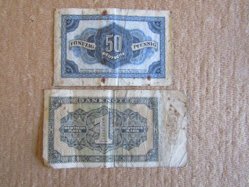 1948 Berlin Issue 50 Funfzig and 1 Mark banknotes