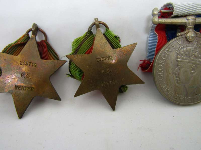 4 WW 2 Medal group to PS Venter