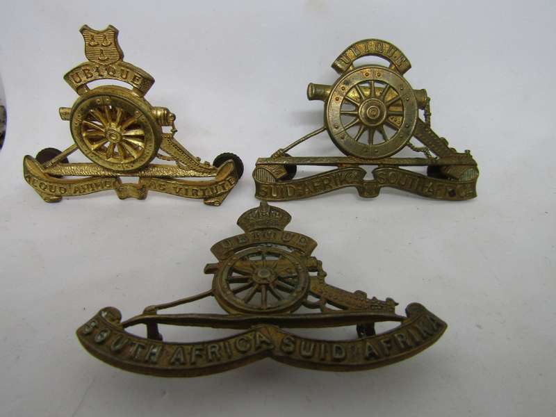 3 Free State and SA Artillery Corps Cap Badges