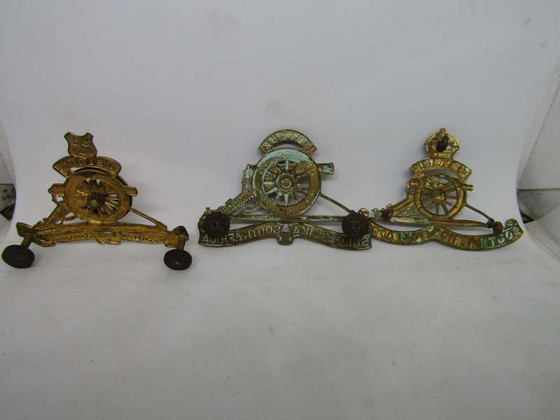 3 Free State and SA Artillery Corps Cap Badges