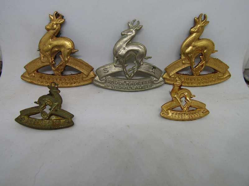 School Cadets Corps Cap Badges 2 Gold big ones no Pins