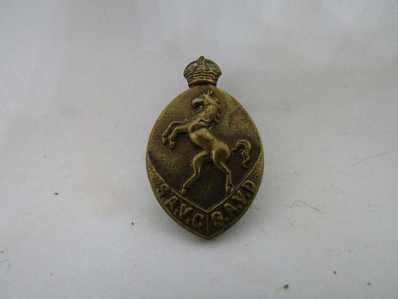 SADF SA VETERINARY CORPS,BRASS CAP BADGE-WORN 1926-1946-Z TYPE-SLIDER