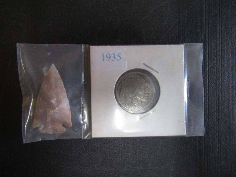 1935 American Five Cent with Original Native Arrow Head