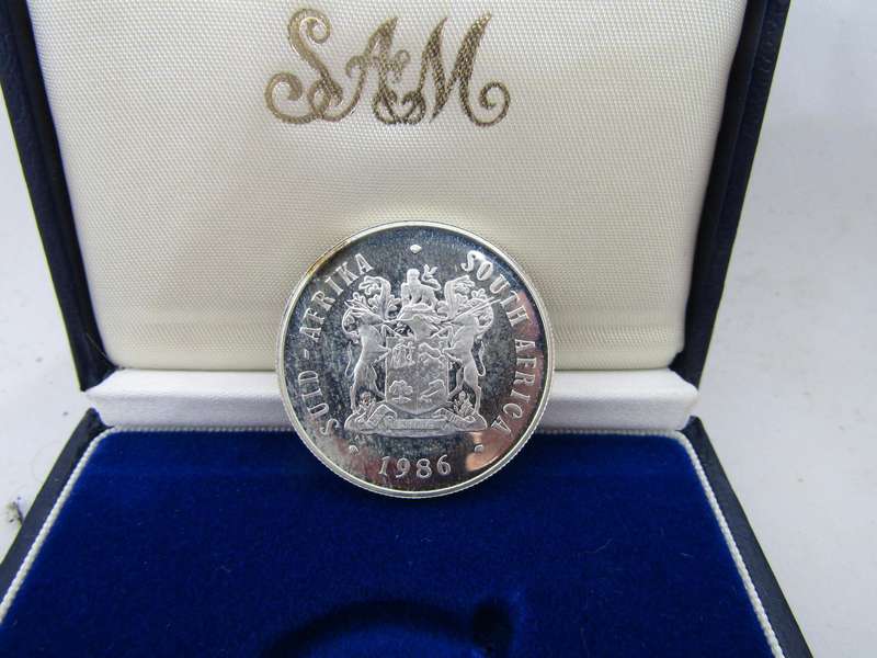 1986 South African  Silver R1 In SAM Box