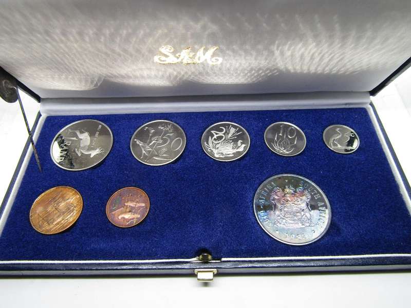 Proof South African 1988 Proof set with Silver R1 in SAM box