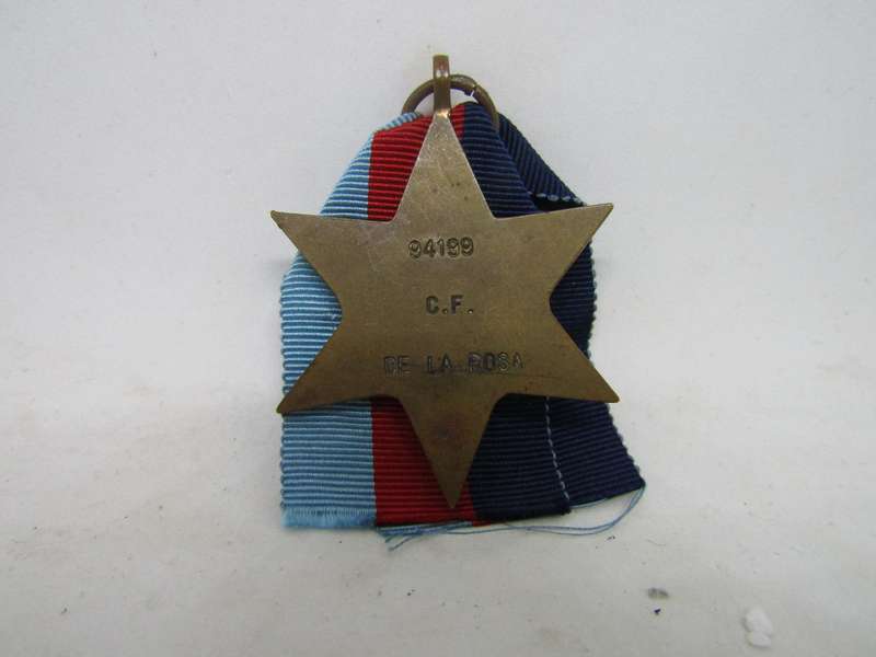 WW2 1939 to 1945 Star to  CF De La Rosa