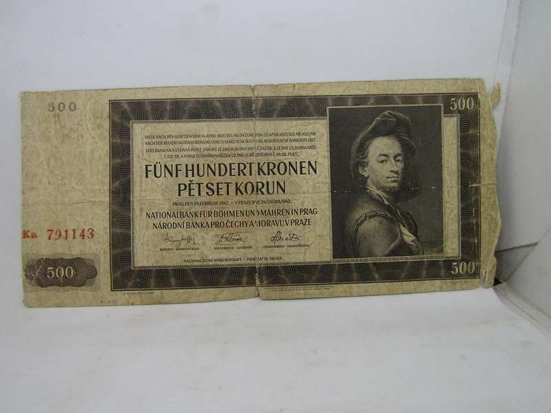 1942 500 Korun  banknote (KM 70) catalogue VF R450