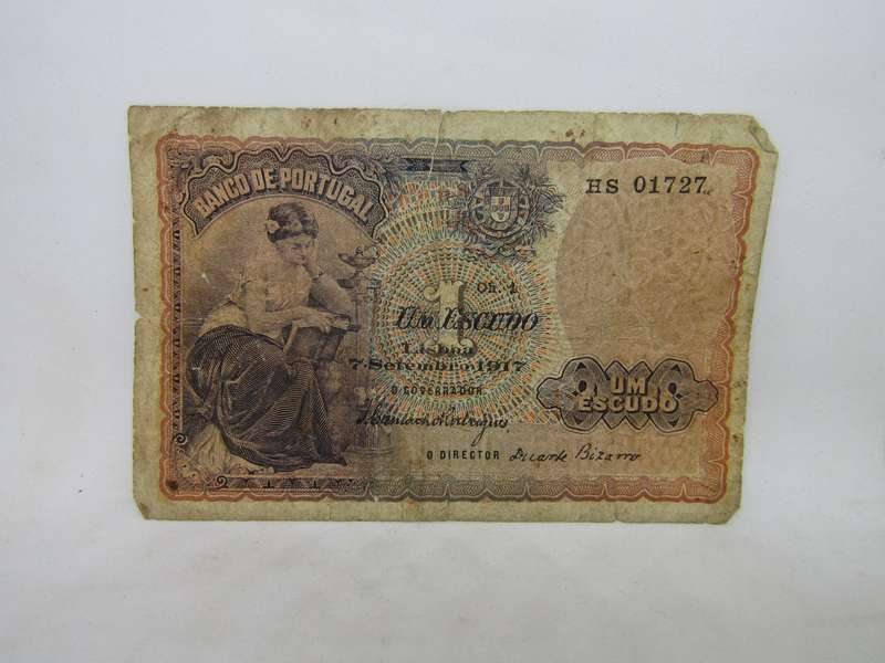 1917 Portugal 1 Escudos banknote (KM113) catalogue VF  R180