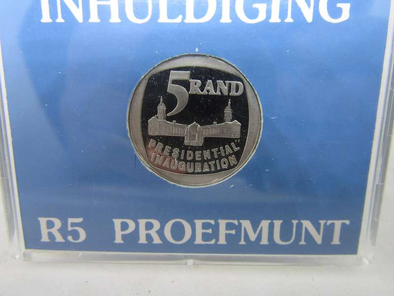 1994 S Africa R5 Presidential Inauguration Proof Partial Steps. Bid per coin.