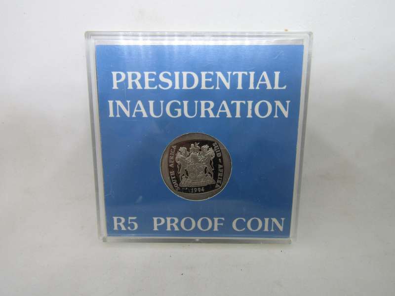 1994 S Africa R5 Presidential Inauguration Proof Partial Steps. Bid per coin.