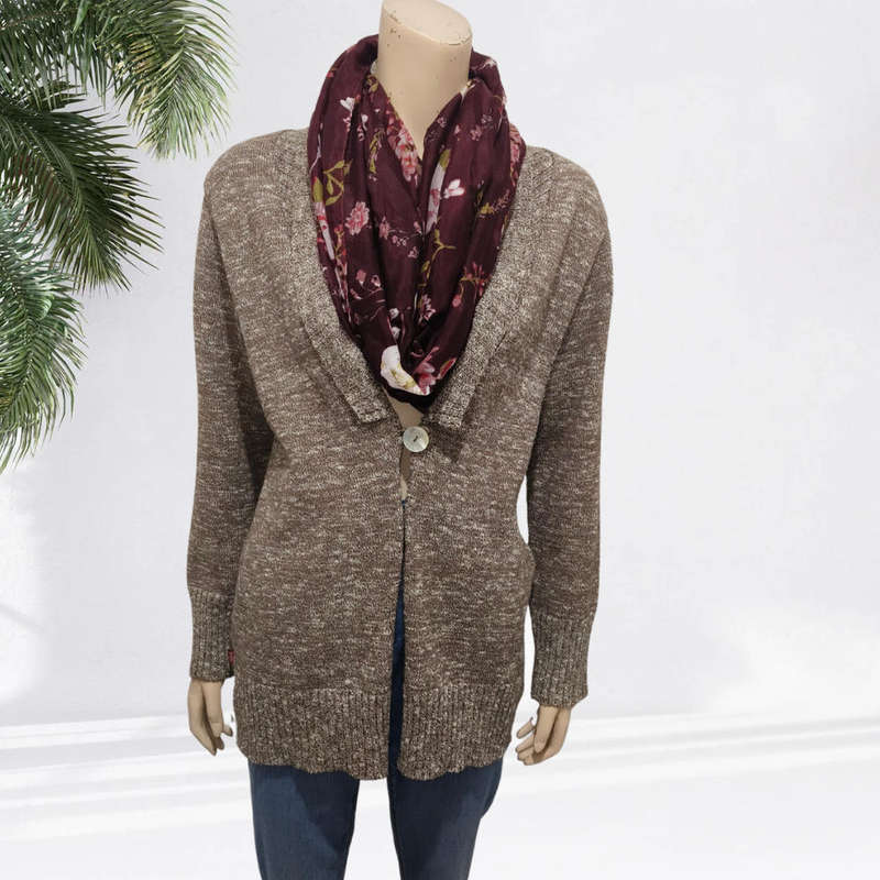 Grey/ Brown Cardigan size 14