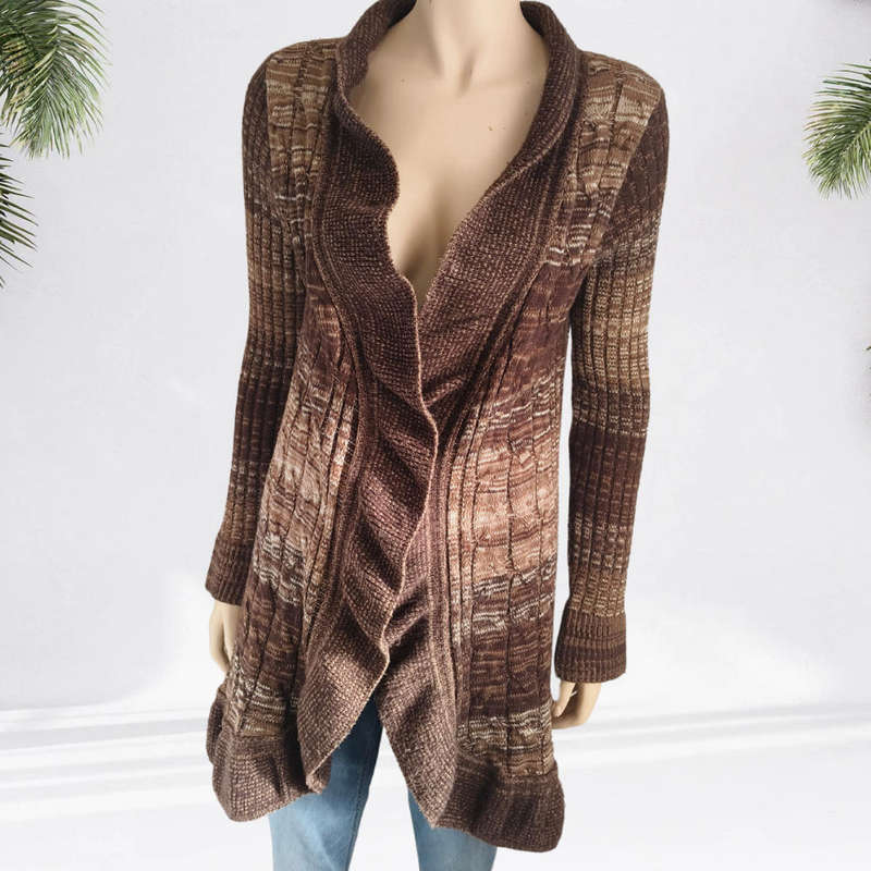 Brown and Beige Jersey/Cardigan size small