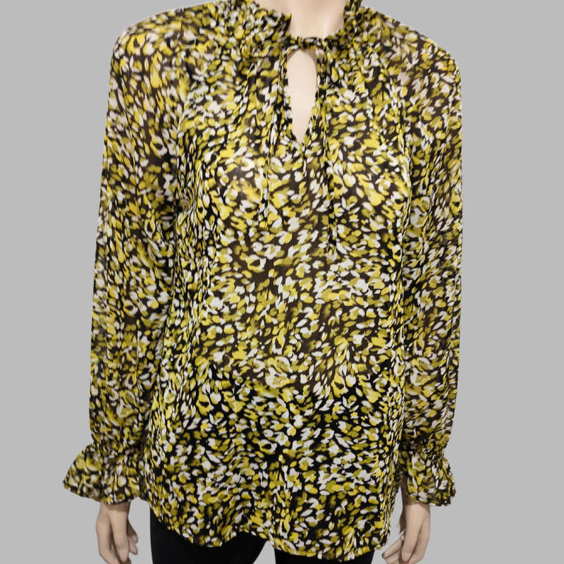 Yellow black and white floral top from Tango size 6
