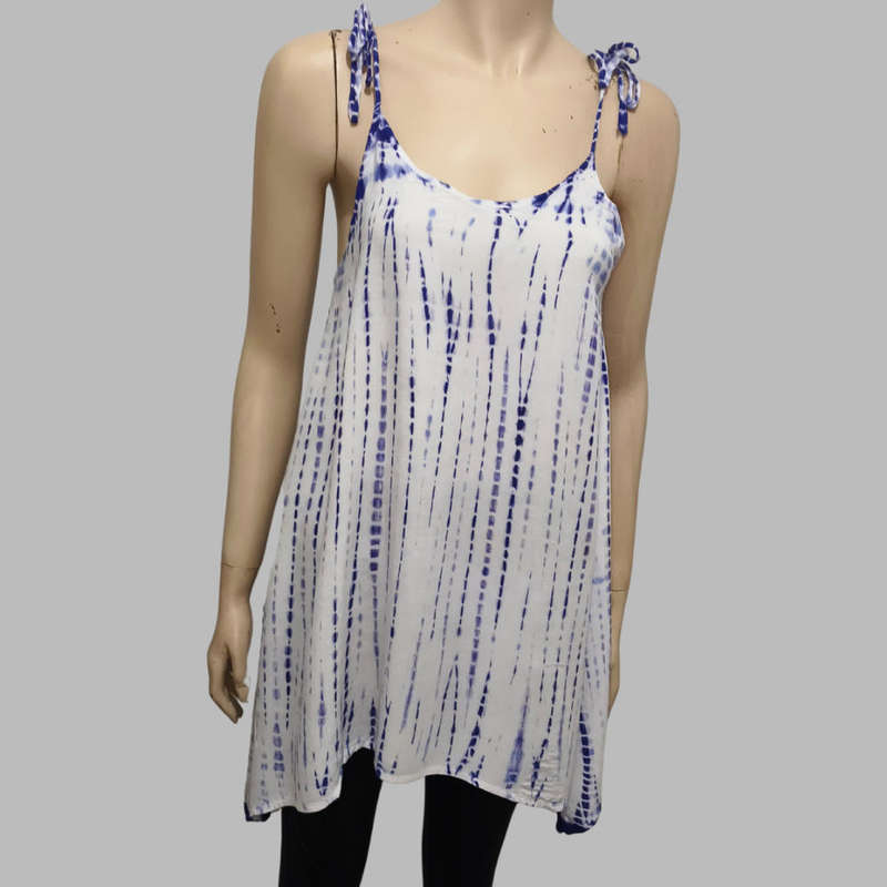 Blue and white strappy top size 12.