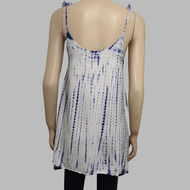 Blue and white strappy top size 12.