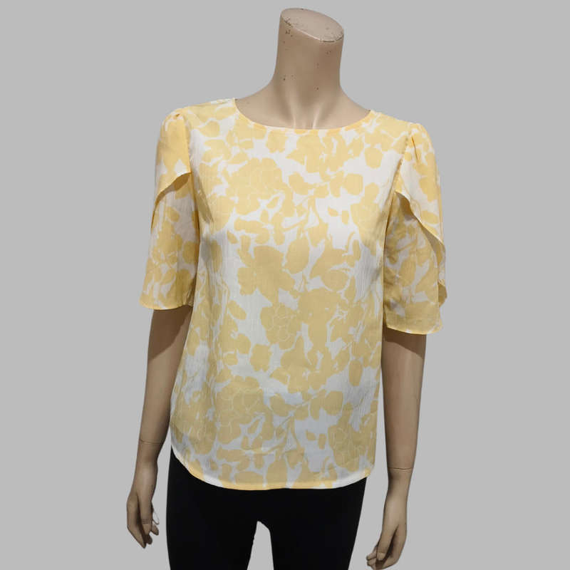 Yellow and white top size 8.