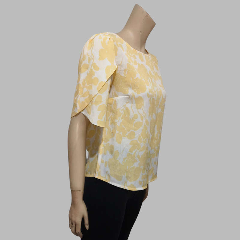 Yellow and white top size 8.